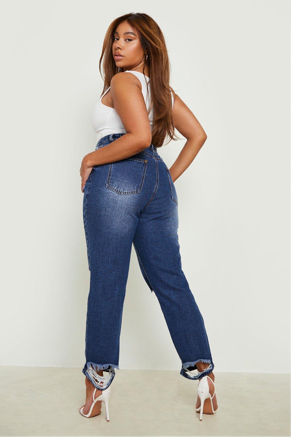 Distressed mom sale jeans plus size